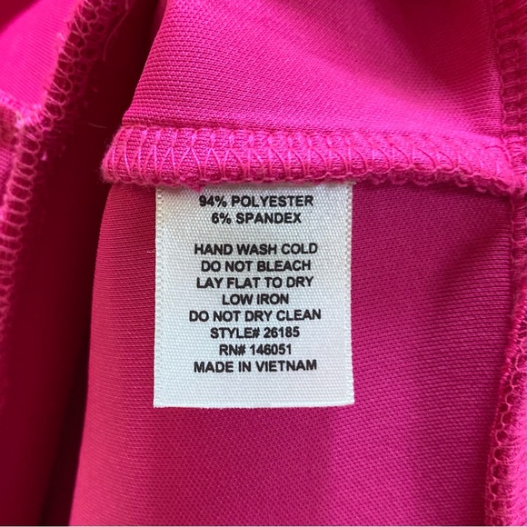 Monteau Hot Pink Peplum Scuba Top Sleeveless Fitted Stretchy Size XS or S - Picture 7 of 7